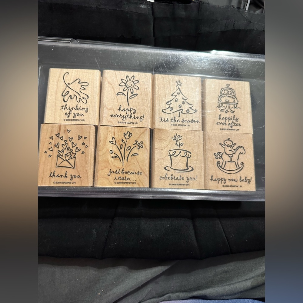 New in Box! Stampin' Up! Greetings Galore Wooden Stamp Set